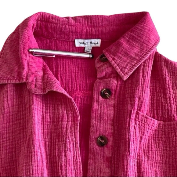 White Birch Pink Gauze Button-Up Jumpsuit | Size Large  boho beachy cottagecore - Picture 7 of 15